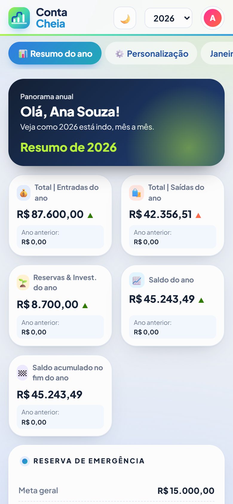 Resumo do ano no celular